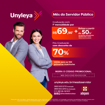 Unyleya oferta preços promocionais para associados da Adepom no mês dos servidores públicos