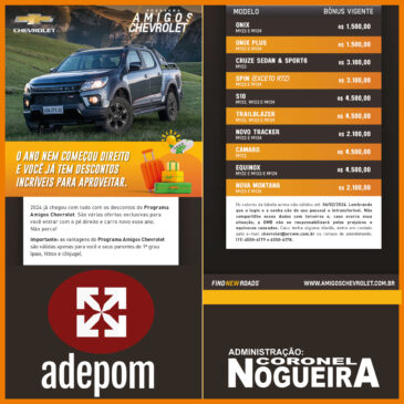 Associados da ADEPOM são Amigos da Chevrolet. Confira!