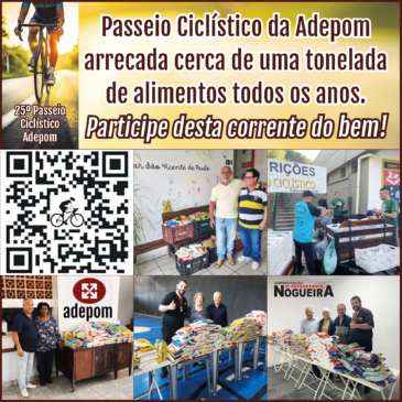 Passeio Ciclístico da Adepom arrecada cerca de uma tonelada de alimentos todos os anos: participe!