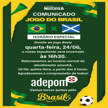 Expediente na ADEPOM termina às 16:30 nesta quarta-feira, 24/06